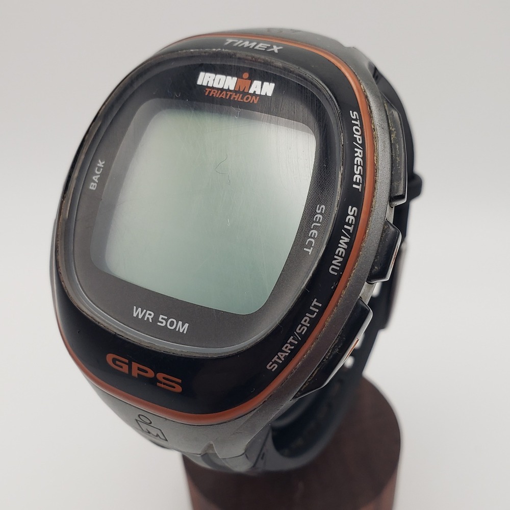 Timex Ironman Triathlon GPS Watch M878 Black 5K549 Digital Running Untested